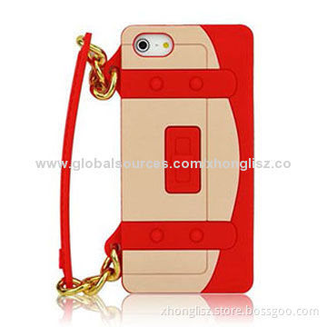 Channel silicone cases for iPhone 5/5S, durable and lightweight, handle chain fashion design